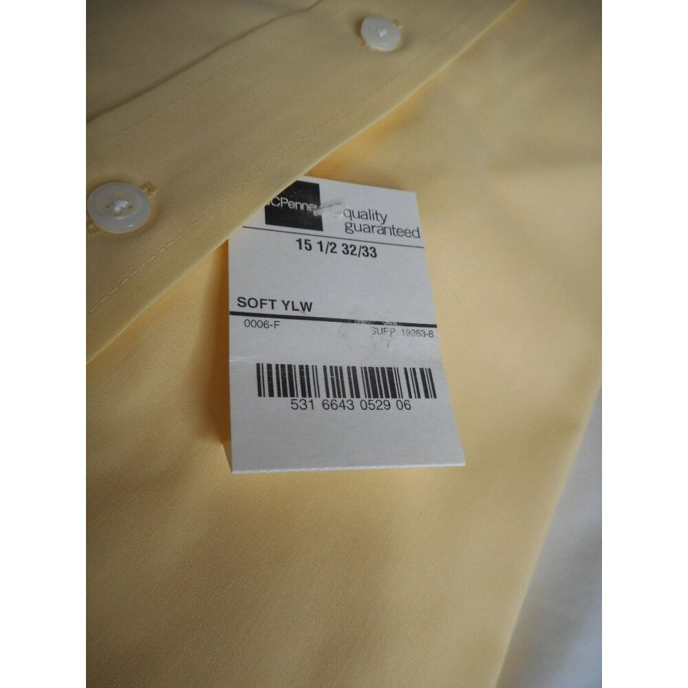 NWT NIB Vintage Mens Dress Shirt 15.5 32/33 long sleeve yellow Stafford - Picture 4 of 4
